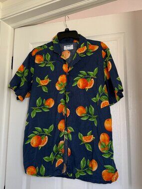 Old Navy Short-Sleeve Printed Poplin Shirt Size M